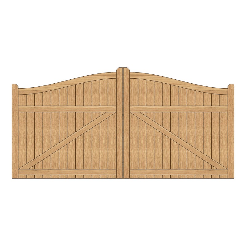 Pair of Oak Swan Neck Closeboard Driveway Gates